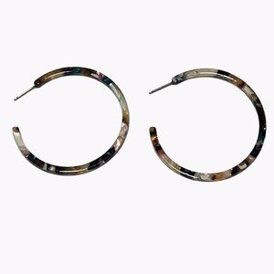 Retro Marble Resin Thin Hoop Earrings Statement 90s Fashion Jewelry Women
